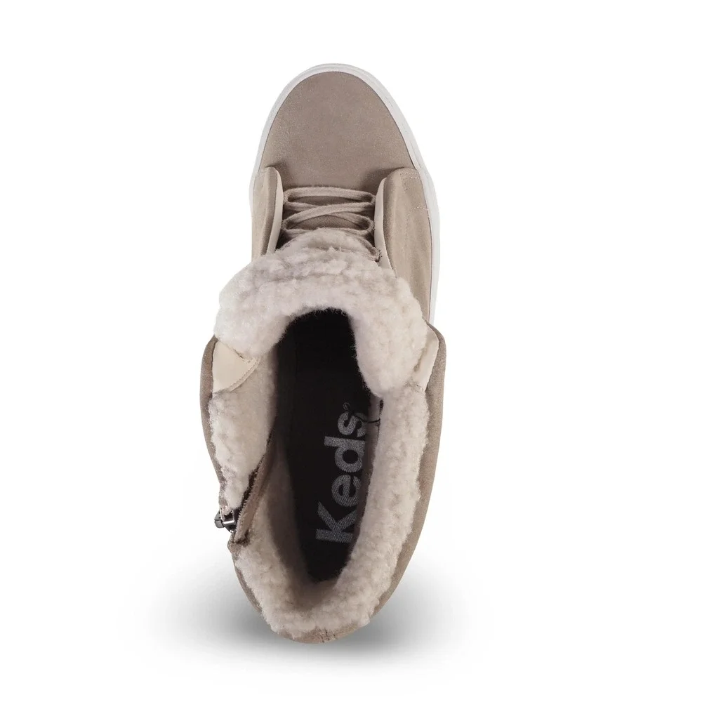 Keds Remi Mid Suede Sherpa Sneakers Womens 10 Taupe WH68101 Casual Mid Top Shoes